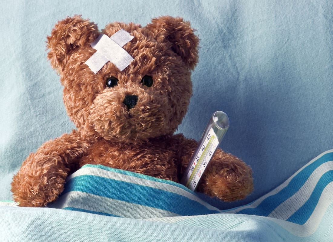Individual Health Insurance - Stuffed Teddy Bear With a Bandage on Its Head and Holding a Thermometer